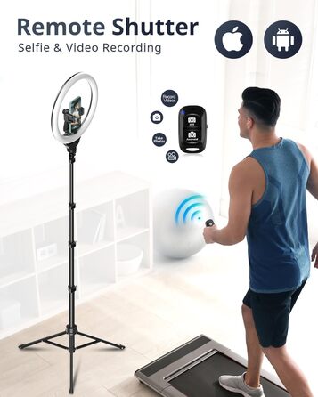 Ringlicht UBeesize 12 дюймів з триподом, 62 дюйми, для відео та стрімінгу, сумісний з телефонами, камерами, веб-камерами, сенсорне керування, білий, теплий, денне світло