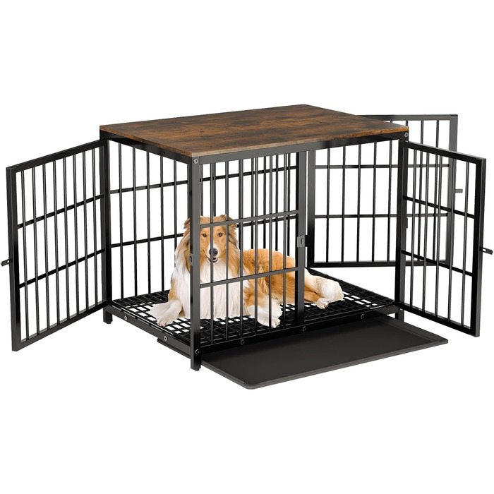 Клітка для собак BingoPaw Holz: Будинок для собак у стилі меблів з трьома дверцятами, знімним піддоном, 78x56x65 см, білий. Також доступна: 91x63x74 см, чорний