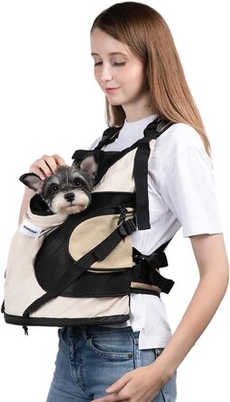 Рюкзак для собак та котів, рюкзак-переноска для маленьких та середніх собак та котів до 8.5 кг, дихаючий та зручний, для подорожей та активного відпочинку на природі, бежевий