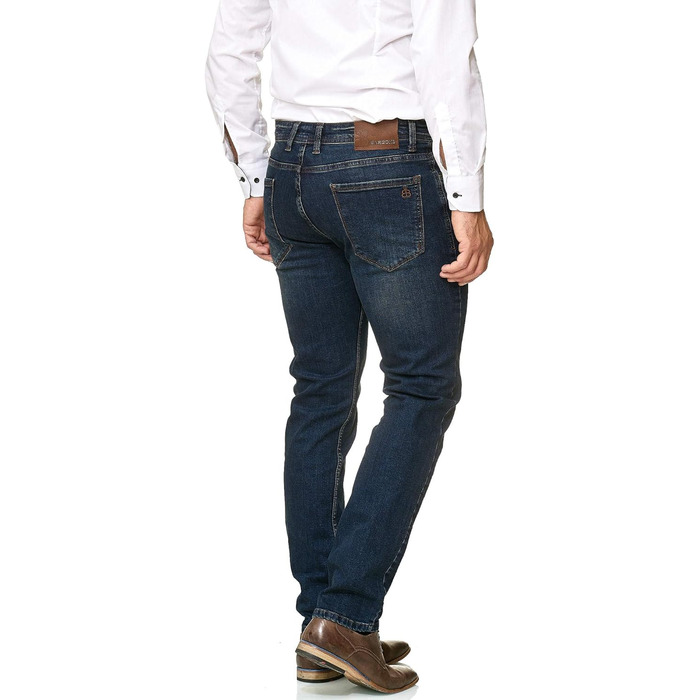 Чоловічі джинси BARBONS Regular Fit Stretch - класичні прямі джинси преміум якості, темно-синій, 36W/32L