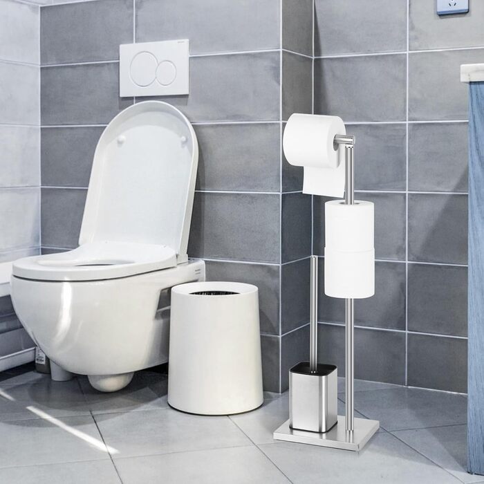 Тримач туалетного паперу з щіткою для унітазу YUET, гальванічне покриття, сріблястий