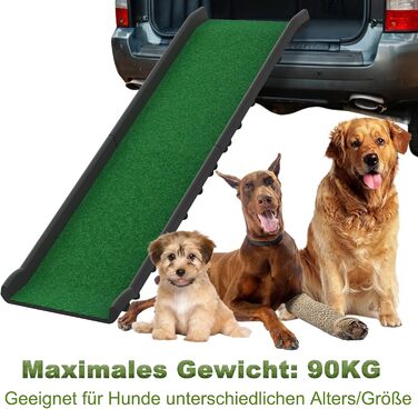 Рампа для собак UISEBRT, авторампа в багажник, 156 x 40 см, до 90 кг, зелена
