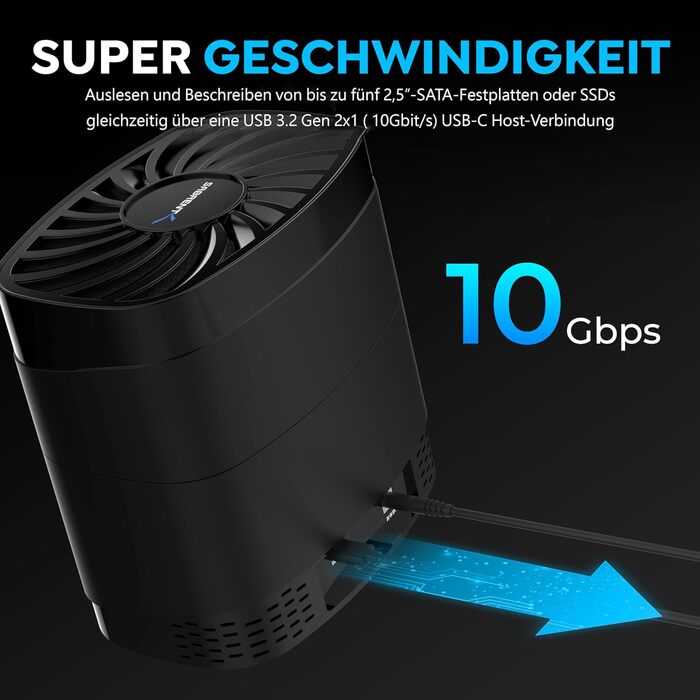 Док-станція Sabrent для жорстких дисків 2.5'/3.5' з USB-C, 5Gbps, 2 слоти SATA SSD/HDD, підтримка клонування дисків