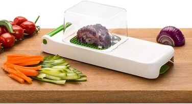 ALLIGATOR 3002 - 3-in-1 Multifunction Cutter - Vegetable, Onion, and French Fry Cutter - 3 Interchangeable Blades - 3x3 mm, 6x6 mm, 12x12 mm - BPA-free - White and Green