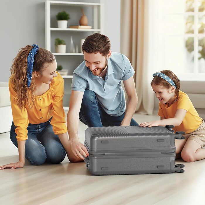 Набір валіз Joyway 6 шт. з TSA-замком, 4 колеса та мультисумка, зелений (сірий)