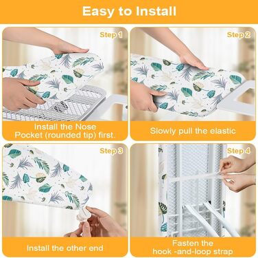 Чохол для прасувальної дошки, 125 x 46 см, універсальний, з гумкою, бавовна, підходить для парогенератора та праски (зелений)