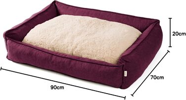 JAMAXX Premium Orthopedic Dog Bed Memory Foam Visco Washable Reversible Cushion Water-Repellent/Dog Basket Soft Velvet-Like Sofa Fabric Dog Cushion Dog Basket PDB2002 (L) 120x90 (L 90 x W 70 x H 20 cm, purple)