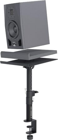 Підставка для динаміків з кріпленням до столу – регульована ±20°, до 28 кг – з демпфером з піни – стабільна та міцна – для студії, столу та DJ-setup – чорний колір