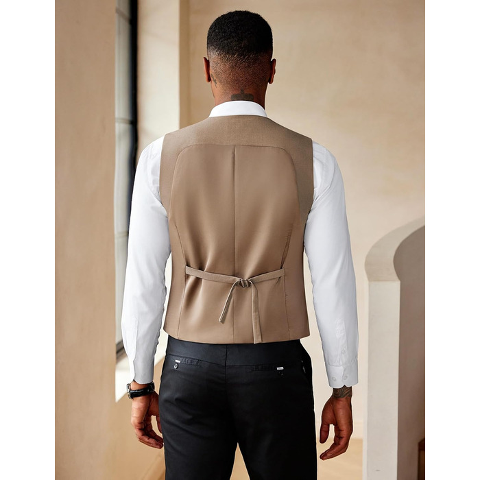 Костюм чоловічий COOFANDY ZTJ006642, двубортний, U-подібний виріз, розмір L, бежевий