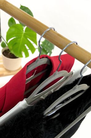 Плечики для одягу OGIVO, набір з 20 шт., сірі - антиковзаючі, для краваток, з поворотним гачком, з вирізами для плечей