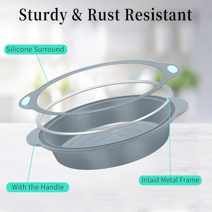 To encounter Round Silicone Cake Molds, 22.5 cm, Non-Stick Silicone Baking Molds, Food Grade, with Metal-Reinforced Frame, Increased Strength