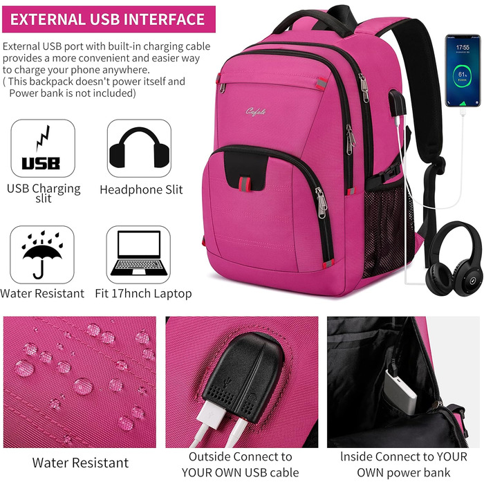 Рюкзак Cafele з RFID захистом та USB-портом для ноутбука, 17,3