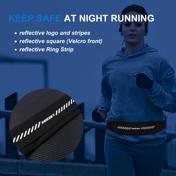 Водонепроникний поясний ремінь для телефону з 3 кишенями, спортивний пояс для бігу, бананка для чоловіків та жінок, чорний (7.0