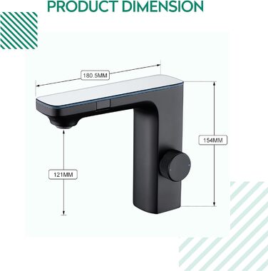 Кран кухонний CREA, 360° поворотний, з високим виливом, інфрачервоний, матовий чорний