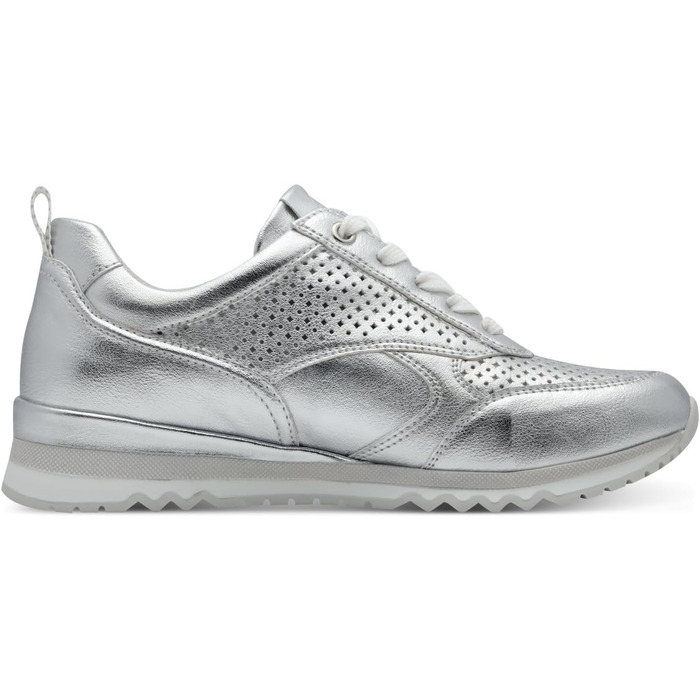 Жіночі кросівки Marco Tozzi, срібні, на шнурівці, веганські, 39 EU