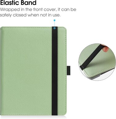 Чохол-книжка для 6-дюймових eReaders: Kindle, Kobo, Tolino, Pocketbook, Sony. З підставкою та петлею для руки. Колір: м'ятний