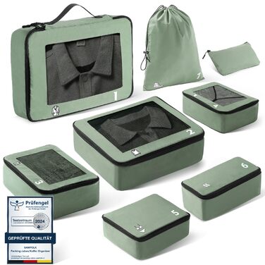 Органайзери для валізи - набір 8 шт. (зелені) - для подорожей, ручної поклажі, рюкзака