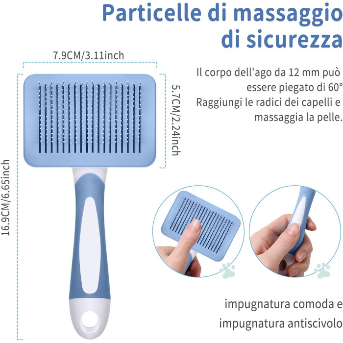 Щітка для котів та собак Vinabo: видалення підшерстя, легке розчісування, самоочищення, блакитна