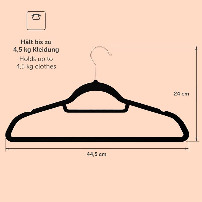 Blumtal Clothes Hangers 50 Pieces - Velvet Clothes Hangers 360° Swivel and Load-Bearing - Space-Saving and Non-Slip Clothes Hangers - Black Clothes Hangers with Velvet Cover - Velvet Hangers - Black Velvet Clothes Hangers