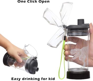Kids' Water Bottle with 3D Glowing Turtle, LED Light – Tritan, BPA-Free, Creative, Ideal as a Travel Mug, Gift for Starting School, Girls, Boys, Picnic (Sea Turtle, 400 ml)