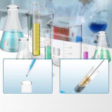 Beaker Glasses, Erlenmeyer Flasks, Measuring Cylinders Set, ZEEROQOLAB 4 Graduated Beakers, 3 Glass Measuring Cylinders with 3 Conical Flasks, with 3 Glass Pipettes, 2 Glass Stir Sticks, and 2 Wash Brushes