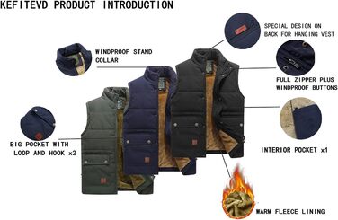 Тепла чоловіча жилетка KEFITEVD на осінь/зиму: комфорт та стиль для полювання та роботи (Хакі, розмір L)