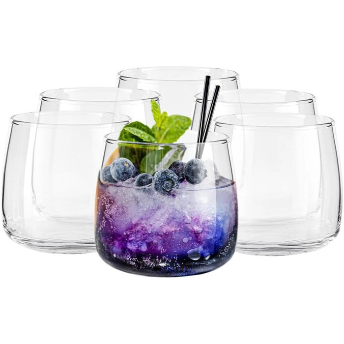 TREND FOR HOME Dessert Glasses Emma Large 475 ml, Round Glasses Set of 6, Gin Tumbler Dessert Bowls Glass, Restaurants and Parties, Dishwasher and Microwave Safe