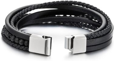 Браслет COOLSTEELANDBEYOND з магнітним застібкою: шкіряний, з магнітом, чорний