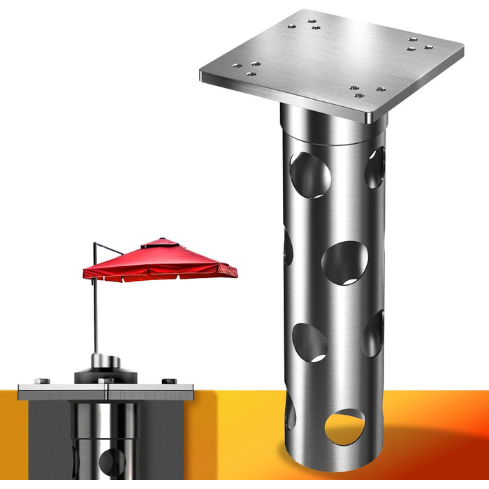 4smile Base Sleeve Parasol - Stainless Steel Parasol Anchor for Gazebo Umbrella with Base Plate for Embedding, Timeless Quality - Universal Parasol Stand for Gazebo Umbrella, Loadable with > 1,000 kg
