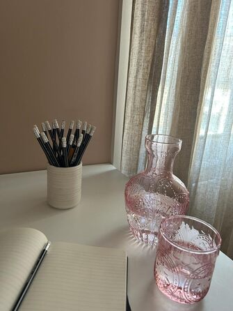 Vintage Glass Carafe with Lid & Matching Drinking Glass – 750 ml Capacity – Elegant Glass Jug for Water, Juice, or Wine – Stylish Home Decor for Kitchen or Dining Room (Pink)
