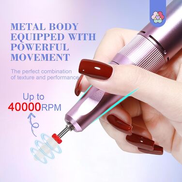 Електричний апарат для манікюру та педикюру Saviland 12 в 1, 40000 обертів/хв, USB, з набором фрез, блакитно-фіолетовий градієнт