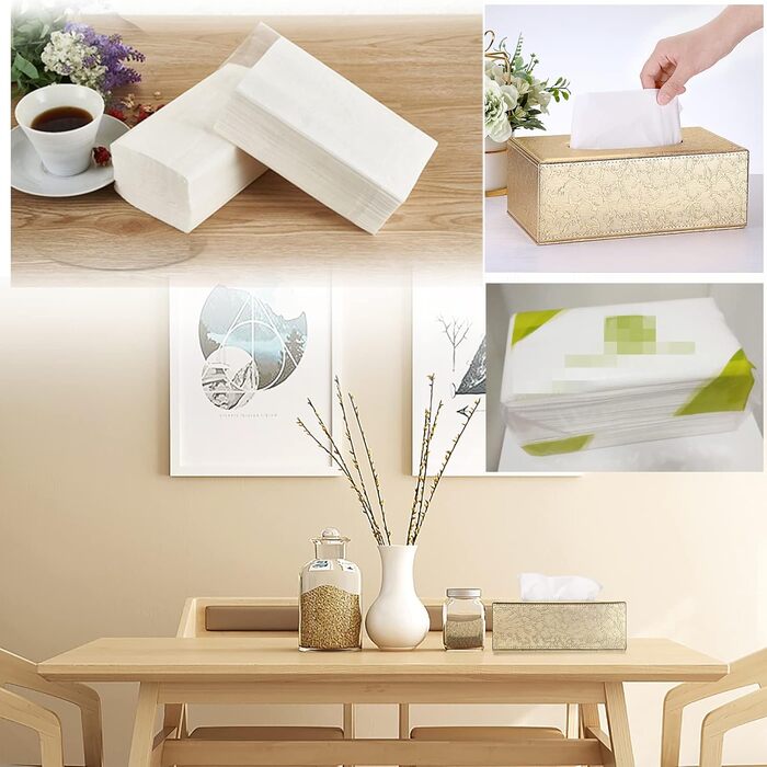 BTSKY Rectangular Faux Leather Tissue Box Cover, Elegant and Stylish Decoration (Gold)