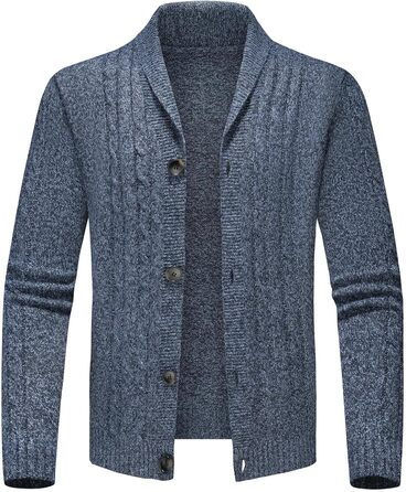 Чоловічий светр з коміром-стійкою, однорядна в'язана кофта для осені та зими (темно-синій, XL)