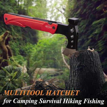 Camping Gear Multitool Axe Gifts: Multifunction Tool Axe Gifts for Men Dad Him, 14-in-1 Axe Hammer Knife Saw Bottle Opener Fire Starter Whistle for Camping Survival Hiking