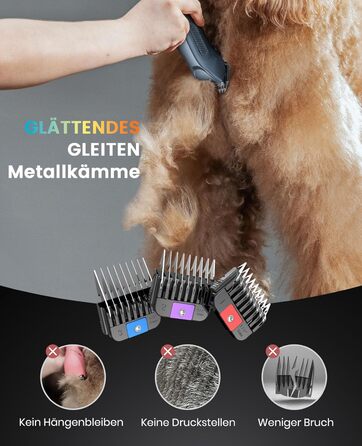 Професійна машинка для стрижки собак Oneisall, 2 швидкості, для собак та котів, тиха, для густого, довгого та кучерявого хутра, з акумулятором, леза з вуглецевої сталі, блакитна