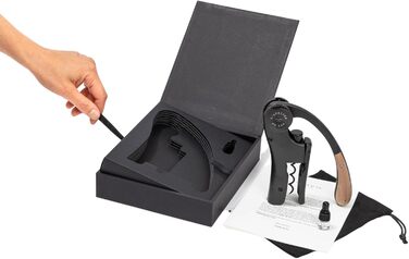 THE WINE WORKSHOP – Oeno Motion Wood & Black – Vertical Lever Corkscrew - Matte Metal and Solid Walnut Wood - Color Black