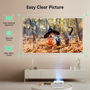 Міні проектор YOTON Y3 1080P: портативний для домашнього кінотеатру, HDMI/USB/Phone/PS5, кут 180°, авто-корекція, 15000 лм