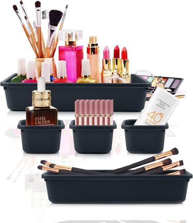 Drawer dividers, 48-piece set, spice organizer, drawer organizer, black separator, bathroom organizer boxes set with 40 silicone non-slip balls, Hemnes dresser, kitchen, desk, utensil organizers.