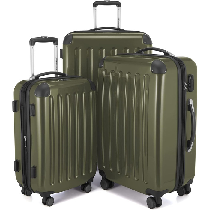 Чемодан Alex Hartschalen - валіза-тележка, валіза-роллік, 74 л (Авокадо, комплект)