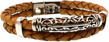 Чоловічий браслет XO F з натуральної шкіри Cognac, 21 см