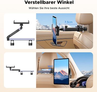 Тримач для планшета UGREEN в авто: 360° обертання, складна конструкція, універсальний для iPad, iPhone, Switch, Kindle (4.7-9.8 дюймів)