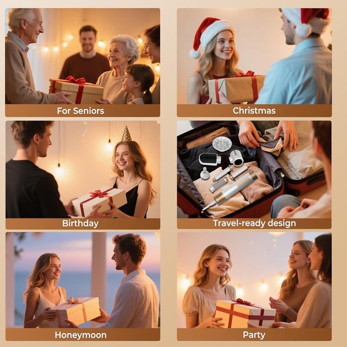 UKLISS Air Styler 7 в 1: фен-щітка з 7 насадками для сушіння, укладання та об'єму волосся, іонізація, білий