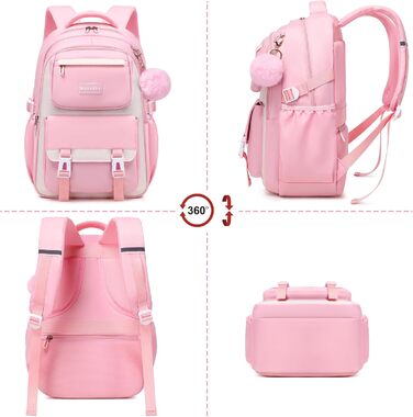 Шкільний рюкзак Makukke для дівчаток та підлітків: набір, водонепроникний, 30L, чорний