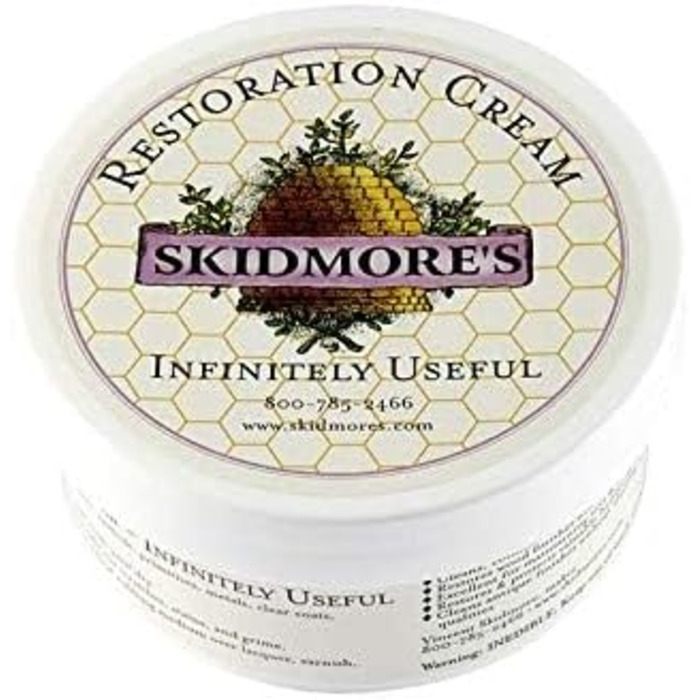 Skidmore's Restorative Cream | True restorative, softening, and nourishing balm for leather and wood | 100% natural, non-toxic formula