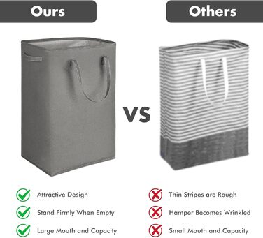 2-Pack 80L Large Laundry Basket, Foldable Laundry Basket/Laundry Bag with Long Reinforced Handles, Freestanding Laundry Basket for Bathroom, Bedroom, Dark Gray, Light Gray