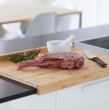 Дошка для нарізання з бамбука XL 60x40x7 см, коричнева/біла, кухонна, для хліба, м'яса, овочів та фруктів