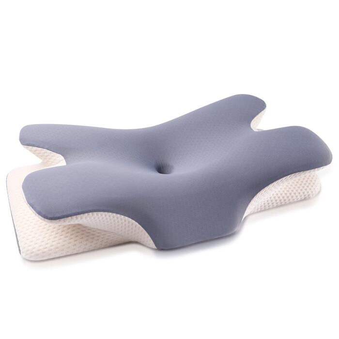 Подушка ортопедична MULISOFT Memory Foam для сну на боці, з підтримкою шиї, метелик, сіра (M) - для всіх поз
