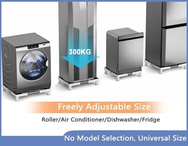 DEWEL Washing Machine Base, Bear Load 300kg, Adjustable Washing Machine Pedestal for Refrigerator, Dryer, Freezer, Length 43-67cm, Height 10-13cm