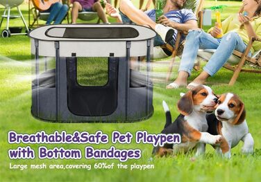 Portable Dog House Pet Pen 90x70x60cm Foldable Pet Playpen Rectangular Enclosure Kitten Cave Dog House Puppy Playpen Closed Pet Tent (Grey)