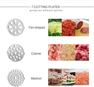 М'ясорубка електрична 800W з насадками для ковбас, нержавіюча сталь, чорна - багатофункціональний кухонний комбайн